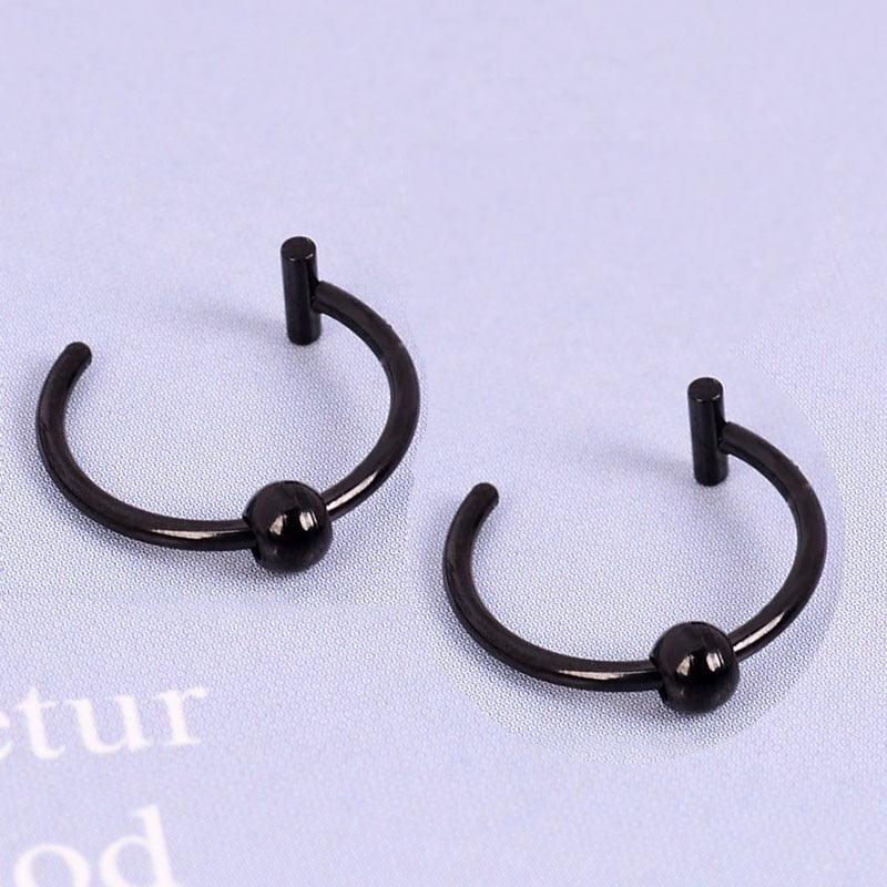 Trendy New Titanium Steel Punk Clip on Fake Piercing Ear Nose Lip Rings Unisex Nose Ring Women Septum Nose Ring Clips Septum Ring Hoop Cartilage Tragus Helix Small Piercing Nose Rings Hoop Cartilage Earring  Body Jewelry