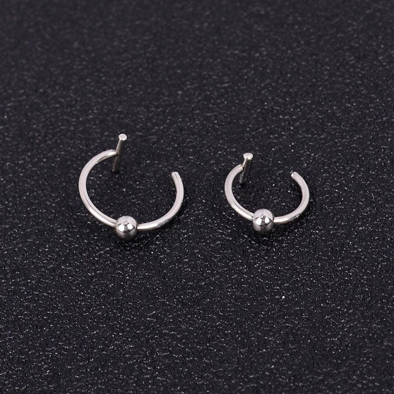 Trendy New Titanium Steel Punk Clip on Fake Piercing Ear Nose Lip Rings Unisex Nose Ring Women Septum Nose Ring Clips Septum Ring Hoop Cartilage Tragus Helix Small Piercing Nose Rings Hoop Cartilage Earring  Body Jewelry