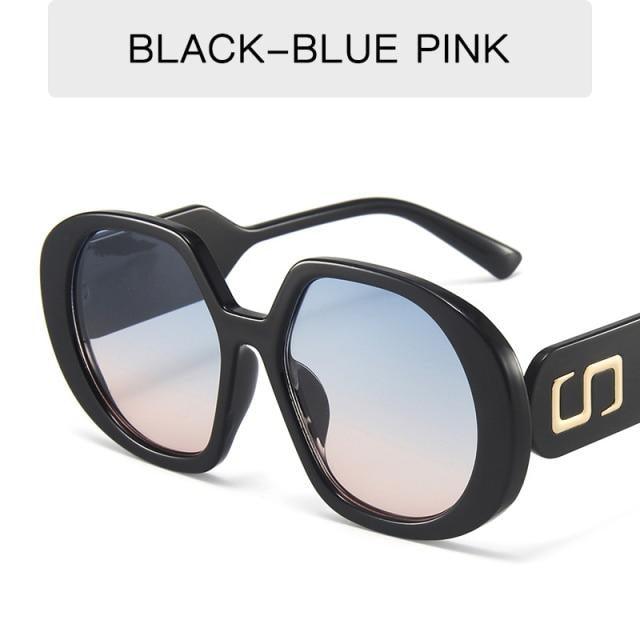 Trendy Rectangle Sunglasses UV Protection hexagon Horned Rim Thick Fashion Shades Elegant & Luxury Brand Polygon Shape  Women's Sunglasses New Retro Wide-legged Big Frame Sun Glasses For Female