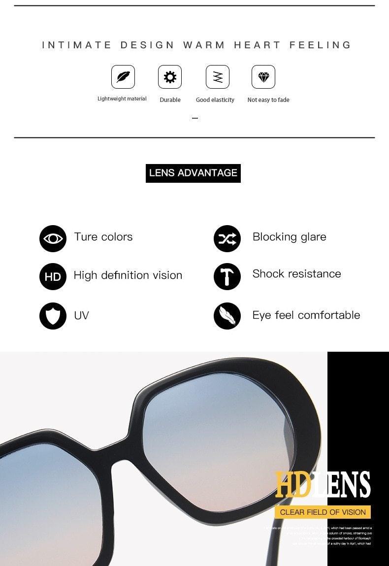 Trendy Rectangle Sunglasses UV Protection hexagon Horned Rim Thick Fashion Shades Elegant & Luxury Brand Polygon Shape  Women's Sunglasses New Retro Wide-legged Big Frame Sun Glasses For Female