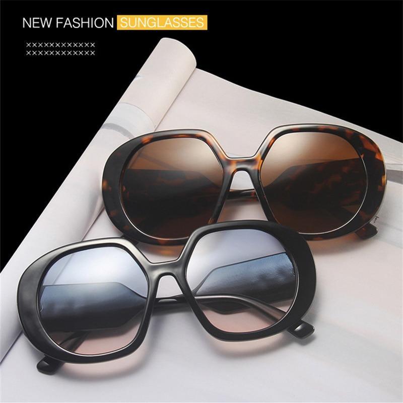 Trendy Rectangle Sunglasses UV Protection hexagon Horned Rim Thick Fashion Shades Elegant & Luxury Brand Polygon Shape  Women's Sunglasses New Retro Wide-legged Big Frame Sun Glasses For Female