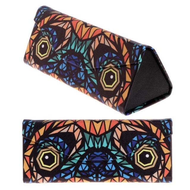 Triangle Foldable Glasses Case Animal Eyeglasses Sunglasses Storage Foldable Glass Sunglasses Case Leather Portable Eyeglass Case For Women Kids