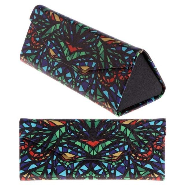 Triangular Foldable Glasses Case Animal Eyeglasses Sunglasses Storage Hard Shell Sunglasses Case Foldable Protable Magnet Clip Leather Glasses Case Triangle Travel Glasses Case Foldable Flat For Eyewear Storage