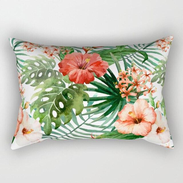 Tropical Plants Flowers Beauty Pattern Pillow Covers Short Plush Tropical Palm Leaves Throw Pillow Cover Summer Exotic Jungle Plant Tropical Palm On The Geometric Cotton LinGEOen Decorative Rectangular Pillowcase Rectangle Small Pillow Cases