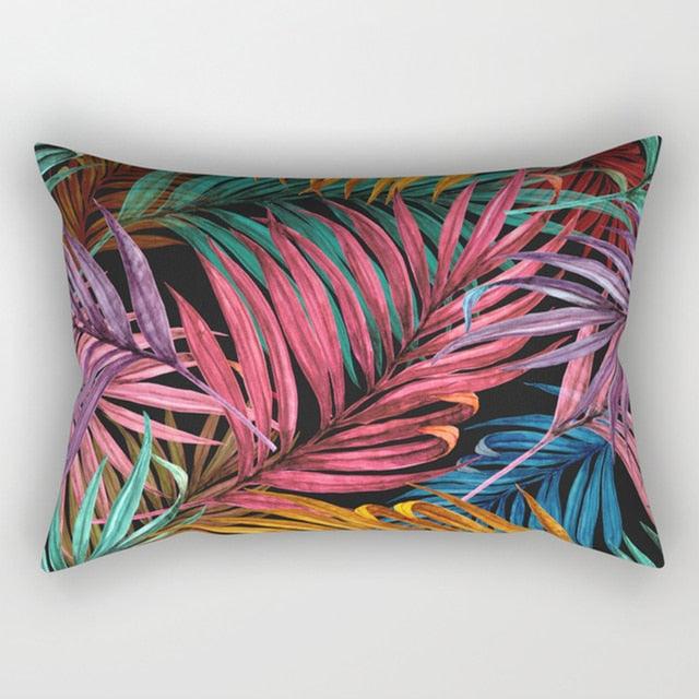 Tropical Plants Flowers Beauty Pattern Pillow Covers Short Plush Tropical Palm Leaves Throw Pillow Cover Summer Exotic Jungle Plant Tropical Palm On The Geometric Cotton LinGEOen Decorative Rectangular Pillowcase Rectangle Small Pillow Cases