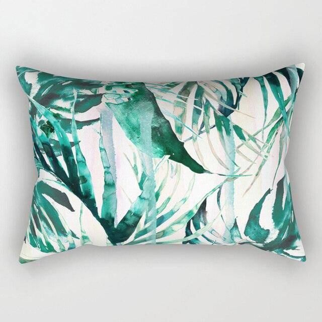 Tropical Plants Flowers Beauty Pattern Pillow Covers Short Plush Tropical Palm Leaves Throw Pillow Cover Summer Exotic Jungle Plant Tropical Palm On The Geometric Cotton LinGEOen Decorative Rectangular Pillowcase Rectangle Small Pillow Cases