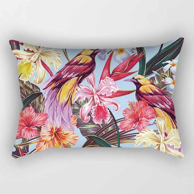 Tropical Plants Flowers Beauty Pattern Pillow Covers Short Plush Tropical Palm Leaves Throw Pillow Cover Summer Exotic Jungle Plant Tropical Palm On The Geometric Cotton LinGEOen Decorative Rectangular Pillowcase Rectangle Small Pillow Cases