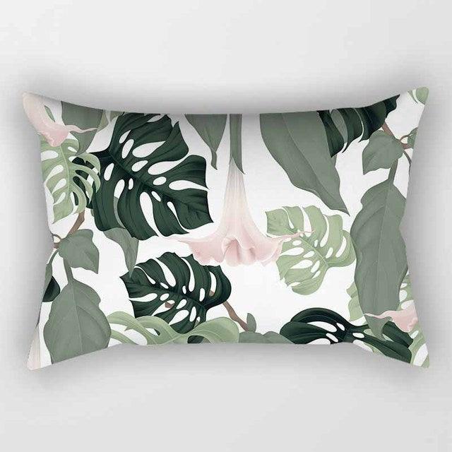 Tropical Plants Flowers Beauty Pattern Pillow Covers Short Plush Tropical Palm Leaves Throw Pillow Cover Summer Exotic Jungle Plant Tropical Palm On The Geometric Cotton LinGEOen Decorative Rectangular Pillowcase Rectangle Small Pillow Cases