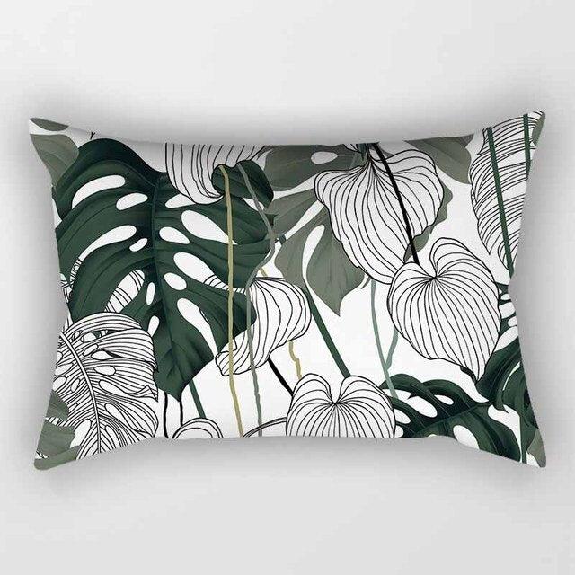 Tropical Plants Flowers Beauty Pattern Pillow Covers Short Plush Tropical Palm Leaves Throw Pillow Cover Summer Exotic Jungle Plant Tropical Palm On The Geometric Cotton LinGEOen Decorative Rectangular Pillowcase Rectangle Small Pillow Cases