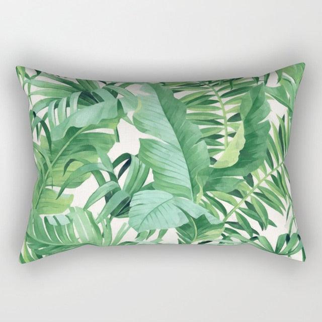 Tropical Plants Flowers Beauty Pattern Pillow Covers Short Plush Tropical Palm Leaves Throw Pillow Cover Summer Exotic Jungle Plant Tropical Palm On The Geometric Cotton LinGEOen Decorative Rectangular Pillowcase Rectangle Small Pillow Cases