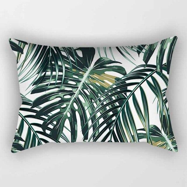 Tropical Plants Flowers Beauty Pattern Pillow Covers Short Plush Tropical Palm Leaves Throw Pillow Cover Summer Exotic Jungle Plant Tropical Palm On The Geometric Cotton LinGEOen Decorative Rectangular Pillowcase Rectangle Small Pillow Cases