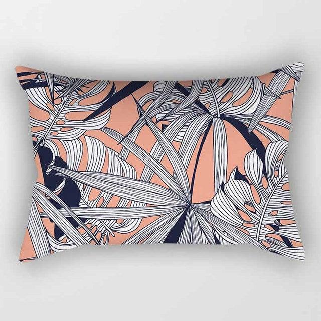 Tropical Plants Flowers Beauty Pattern Pillow Covers Short Plush Tropical Palm Leaves Throw Pillow Cover Summer Exotic Jungle Plant Tropical Palm On The Geometric Cotton LinGEOen Decorative Rectangular Pillowcase Rectangle Small Pillow Cases