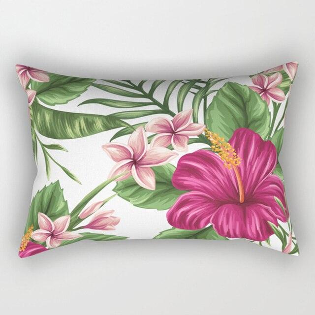 Tropical Plants Flowers Beauty Pattern Pillow Covers Short Plush Tropical Palm Leaves Throw Pillow Cover Summer Exotic Jungle Plant Tropical Palm On The Geometric Cotton LinGEOen Decorative Rectangular Pillowcase Rectangle Small Pillow Cases