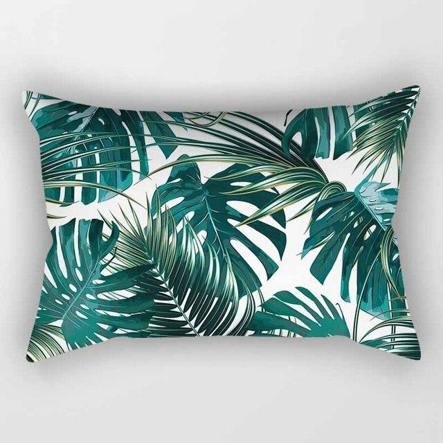 Tropical Plants Flowers Beauty Pattern Pillow Covers Short Plush Tropical Palm Leaves Throw Pillow Cover Summer Exotic Jungle Plant Tropical Palm On The Geometric Cotton LinGEOen Decorative Rectangular Pillowcase Rectangle Small Pillow Cases