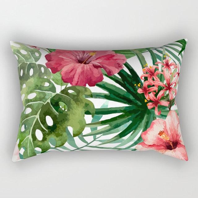 Tropical Plants Flowers Beauty Pattern Pillow Covers Short Plush Tropical Palm Leaves Throw Pillow Cover Summer Exotic Jungle Plant Tropical Palm On The Geometric Cotton LinGEOen Decorative Rectangular Pillowcase Rectangle Small Pillow Cases