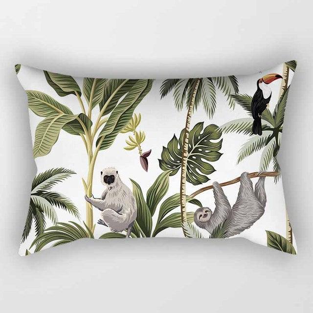 Tropical Plants Flowers Beauty Pattern Pillow Covers Short Plush Tropical Palm Leaves Throw Pillow Cover Summer Exotic Jungle Plant Tropical Palm On The Geometric Cotton LinGEOen Decorative Rectangular Pillowcase Rectangle Small Pillow Cases