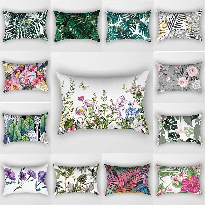 Tropical Plants Flowers Beauty Pattern Pillow Covers Short Plush Tropical Palm Leaves Throw Pillow Cover Summer Exotic Jungle Plant Tropical Palm On The Geometric Cotton LinGEOen Decorative Rectangular Pillowcase Rectangle Small Pillow Cases