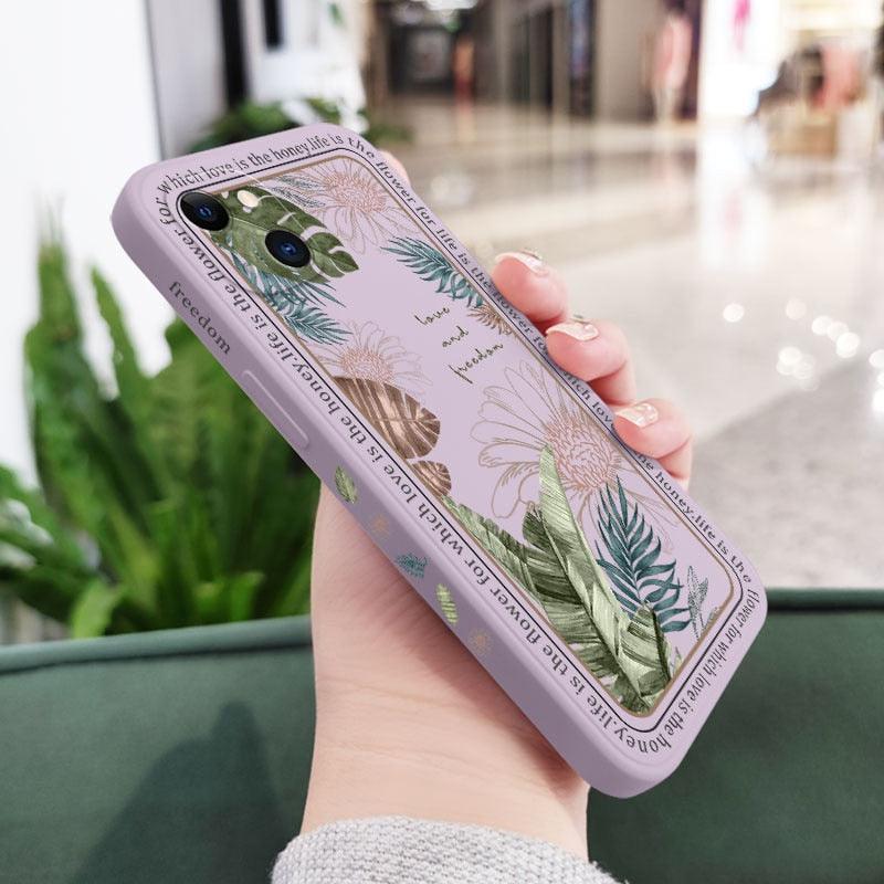 Tropical Style Phone Case For iPhone 14 13 12 11 Pro Max Mini X XR XS MAX 8 7 Plus 6 6S Plus Cover Cute Floral Phone Protective Cover for Women Garden Flower Pattern Design Slim Fit Anti-Scratch