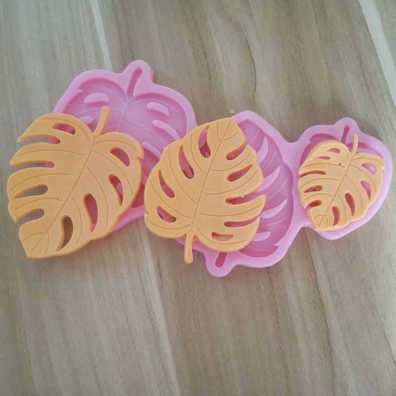 Tropical Theme Palm Leaves Leaf Fondant Tools Gummy Silicone Molds Cake Decorating Mould Gumpaste Craft Baking Pan Leaves Silicone Fondant Mold Tropical Leaf Leafage Cake Decorating Mold