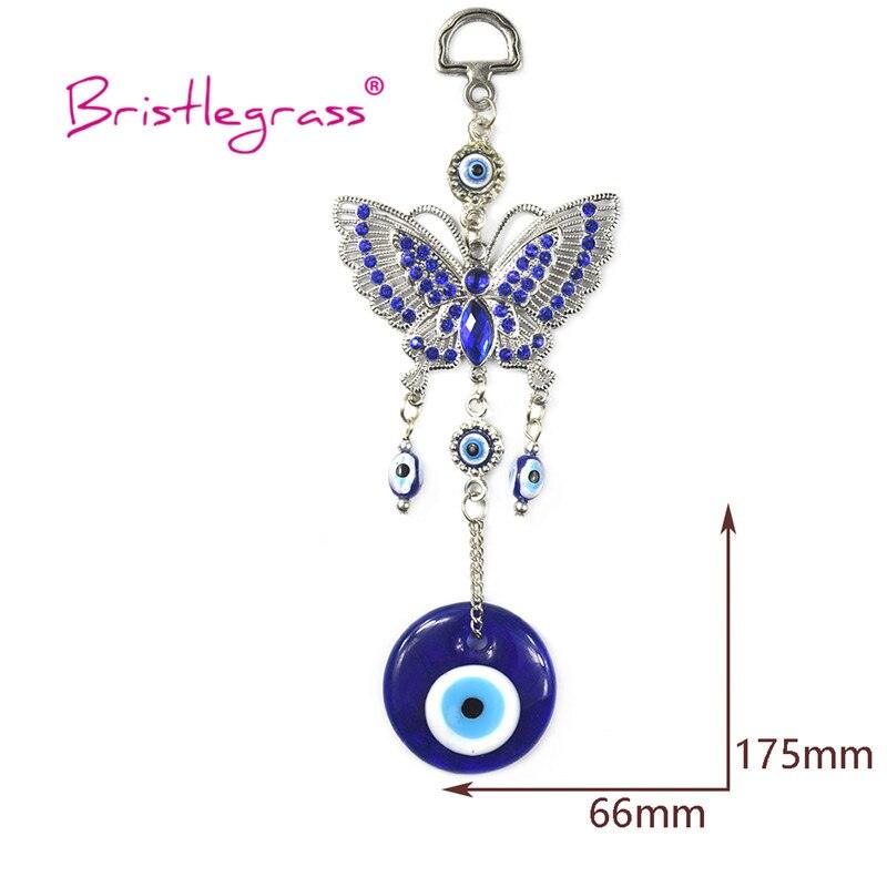 Turkish Blue Evil Eye Rhinestone Butterfly Amulet with Blue Rhinestone Car Charm Rear View Mirror Wall Hanging Protection Lucky Charms Wall Hanging Pendant Protection  Home Decor Blessing Gift