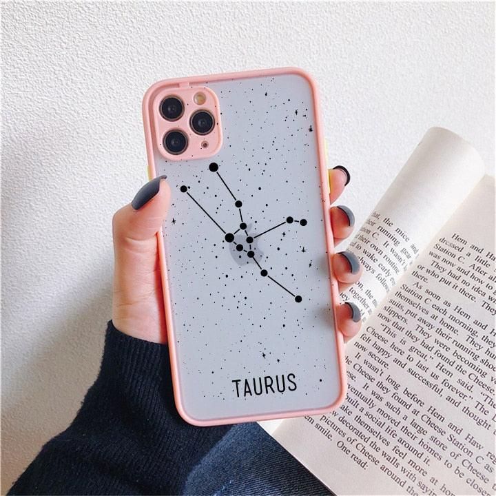 Twelve Constellations Phone Cases For iPhone X XR XS Max Case For iPhone 8 6s 7 Plus SE 11 12 Pro Max Mini Hard Back Cover Protective Shockproof Bumper Matte Clear Phone Cover for iPhone