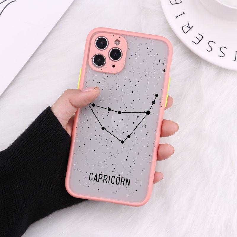 Twelve Constellations Phone Cases For iPhone X XR XS Max Case For iPhone 8 6s 7 Plus SE 11 12 Pro Max Mini Hard Back Cover Protective Shockproof Bumper Matte Clear Phone Cover for iPhone