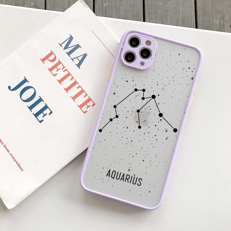 Twelve Constellations Phone Cases For iPhone X XR XS Max Case For iPhone 8 6s 7 Plus SE 11 12 Pro Max Mini Hard Back Cover Protective Shockproof Bumper Matte Clear Phone Cover for iPhone