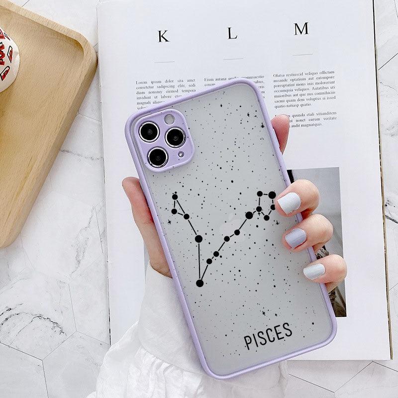 Twelve Constellations Phone Cases For iPhone X XR XS Max Case For iPhone 8 6s 7 Plus SE 11 12 Pro Max Mini Hard Back Cover Protective Shockproof Bumper Matte Clear Phone Cover for iPhone