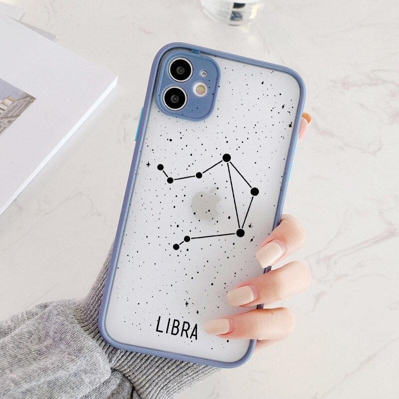 Twelve Constellations Phone Cases For iPhone X XR XS Max Case For iPhone 8 6s 7 Plus SE 11 12 Pro Max Mini Hard Back Cover Protective Shockproof Bumper Matte Clear Phone Cover for iPhone