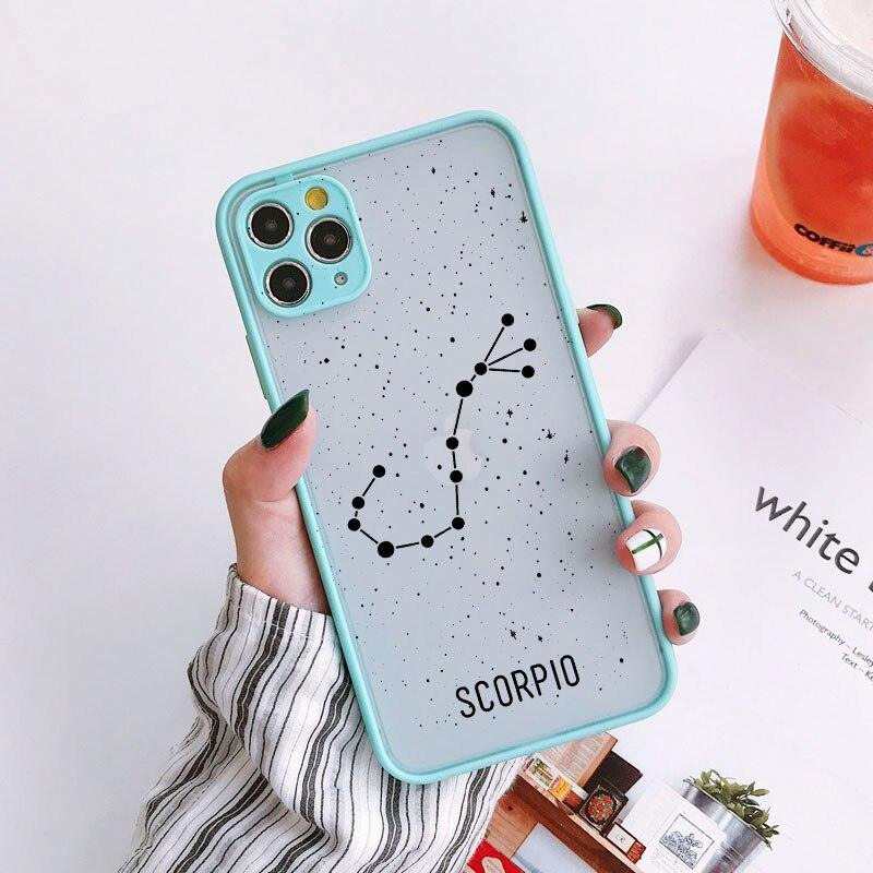 Twelve Constellations Phone Cases For iPhone X XR XS Max Case For iPhone 8 6s 7 Plus SE 11 12 Pro Max Mini Hard Back Cover Protective Shockproof Bumper Matte Clear Phone Cover for iPhone