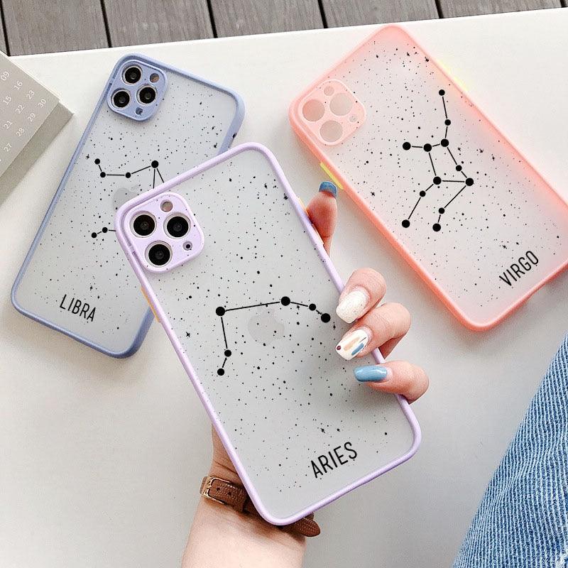 Twelve Constellations Phone Cases For iPhone X XR XS Max Case For iPhone 8 6s 7 Plus SE 11 12 Pro Max Mini Hard Back Cover Protective Shockproof Bumper Matte Clear Phone Cover for iPhone