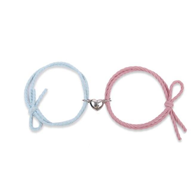 Two Halves Heart Magnetic Bracelet Couple Bracelets Friend Friendship Bracelets Braid Rope Magnet Attraction Matching Braided Rope Bracelet Promise Friendship Bracelet