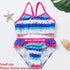 Two Piece Girls Swimsuit Rainbow Children's Swimwear Two Piece Bathing Suit 2-12 Years Swimsuit Pieces Bathing Suits With Ruffles Hollowed Flounce Bikini With Adjustable Straps For Girls