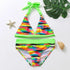 Two Piece Girls Swimsuit Rainbow Children's Swimwear Two Piece Bathing Suit 2-12 Years Swimsuit Pieces Bathing Suits With Ruffles Hollowed Flounce Bikini With Adjustable Straps For Girls