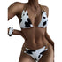 Two Piece Milk Cow Printed Swimwear Women's Bikini Suit Bikinis For Women Bathing Suit Women's Two-Piece Swimwear Tie Triangle Split Deep V-neck Iron Chain Halter Tops With Side Hollowed Bottoms