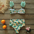 Two-Pieces Women Floral Push-Up Padded Bra Ruffles Bikini Set Swimsuit Swimwear Bathing Suit Beachwear Floral Printed Swimsuit Knotted String Triangle Bikini Tie Side High Cut Cheeky Bikini Set