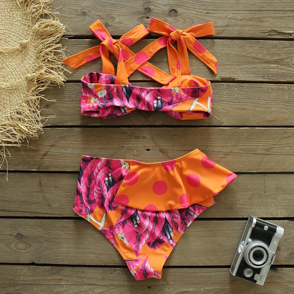 Two-Pieces Women  Push-Up Padded Bra Ruffles Bandage Bikini Set Swimsuit  Women's Bathing Suits Ruffles Flounce Bikini Sets Low Rise Two Piece Swimsuit Swimwear Bathing Suit Beachwear