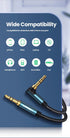 HI-FI 3.5mm Aux Cable Male to Male Audio Jack Cable For Car Headphone Mobile Phone - STEVVEX Cable - 220, 3.5mm audio extension, 3.5mm audio extension cable, 90 degree right angle aux, adapter, Adapter cables, adapter for audio, adapter for computer, adapter for laptop, adapter for monitor, aux cable for car, aux cable for headphones, aux cable for mobile phone, cable connector, cables - Stevvex.com