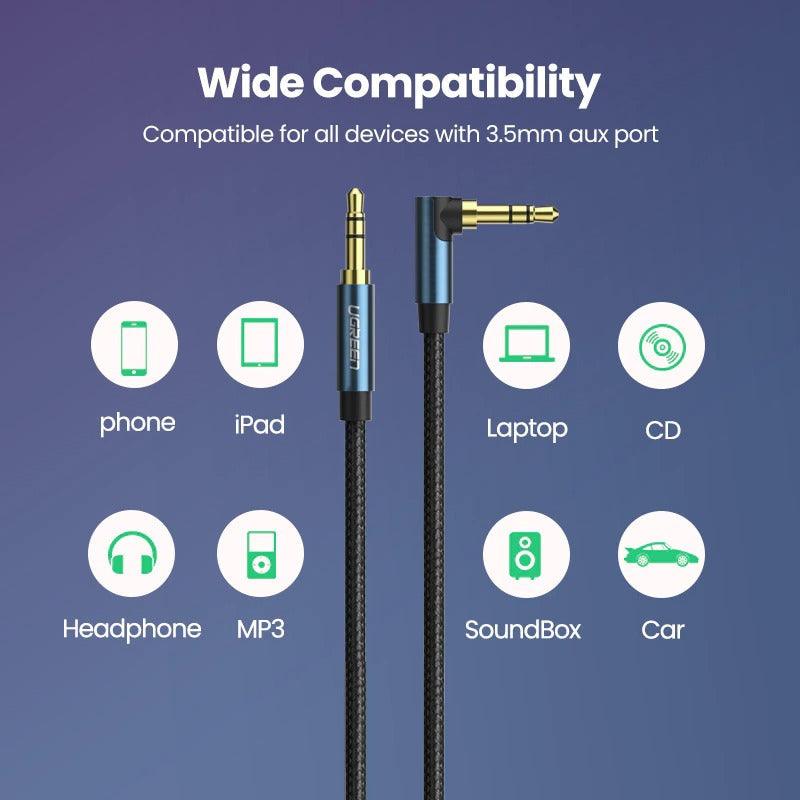 HI-FI 3.5mm Aux Cable Male to Male Audio Jack Cable For Car Headphone Mobile Phone - STEVVEX Cable - 220, 3.5mm audio extension, 3.5mm audio extension cable, 90 degree right angle aux, adapter, Adapter cables, adapter for audio, adapter for computer, adapter for laptop, adapter for monitor, aux cable for car, aux cable for headphones, aux cable for mobile phone, cable connector, cables - Stevvex.com