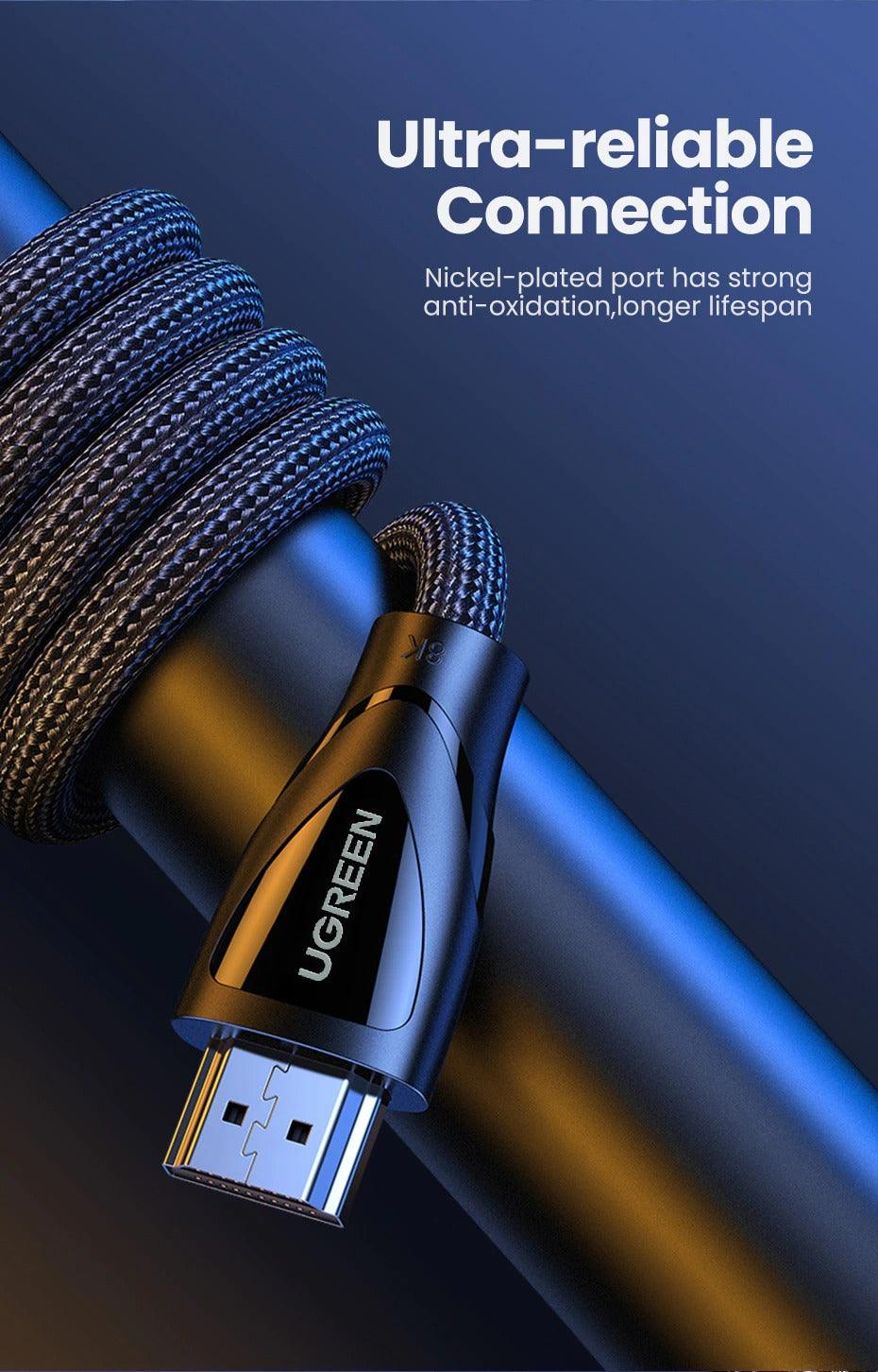 Black HDMI Cable 2.1 8K60Hz 4K120Hz HDMI Splitter HDR10 48Gbps Ultra High Speed 4K 120Hz Braided HDMI Cable Dynamic HDR Vision HDR 10 Compatible With UHD TV Gaming Console