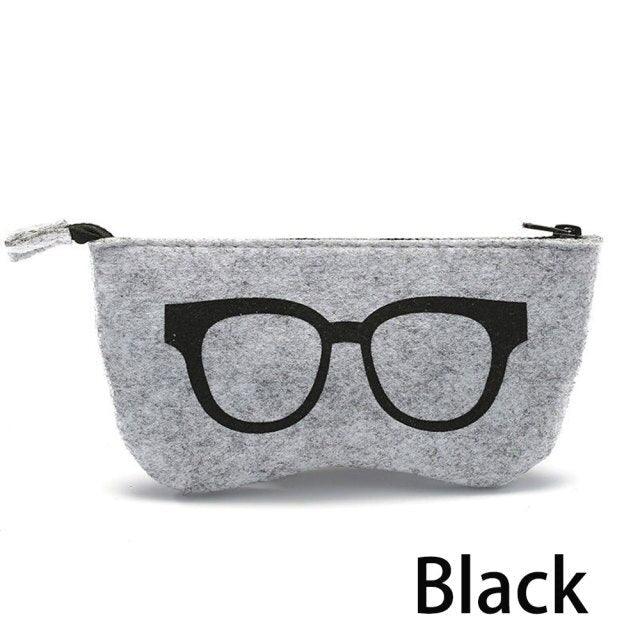 Ultra Light Unisex Felt Glasses Case Bag Sunglasses Case Box Soft Zipper Protector Sunglasses Pouch Zipper Glasses Case Simple Glasses Storage Makeup Pouch Case