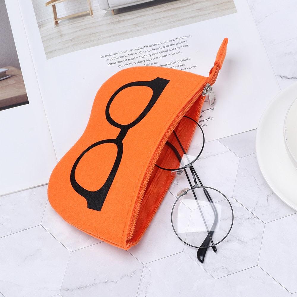 Ultra Light Unisex Felt Glasses Case Bag Sunglasses Case Box Soft Zipper Protector Sunglasses Pouch Zipper Glasses Case Simple Glasses Storage Makeup Pouch Case