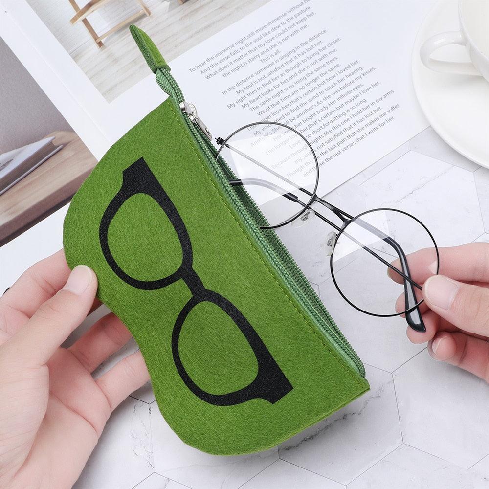 Ultra Light Unisex Felt Glasses Case Bag Sunglasses Case Box Soft Zipper Protector Sunglasses Pouch Zipper Glasses Case Simple Glasses Storage Makeup Pouch Case