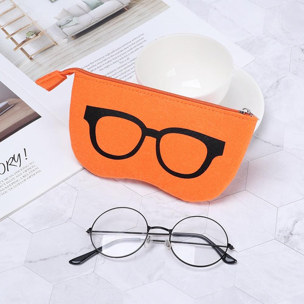 Ultra Light Unisex Felt Glasses Case Bag Sunglasses Case Box Soft Zipper Protector Sunglasses Pouch Zipper Glasses Case Simple Glasses Storage Makeup Pouch Case