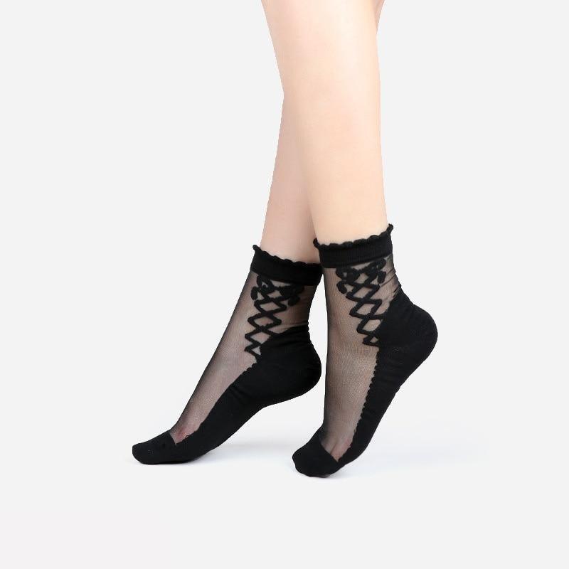 Ultra Thin Lace Mesh Fishnet Socks Mixed Fiber Transparent Stretch Elasticity Ankle Net Yarn Thin Women Cool Socks Ankle Socks Cotton Boat Socks For Women