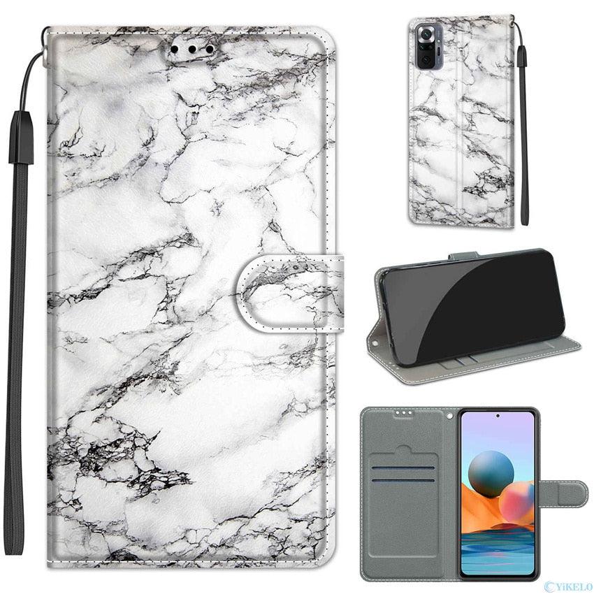 Ultra Thin Painted Leather Flip Phone Case For Xiaomi Redmi Note 10 10S 9 9S Pro 9A 9C 9T Wallet Card Slot Stand Book Cover Leather Flip Phone Case with Magnetic Buckle Wallet Phone Cover for Xiaomi Redmi