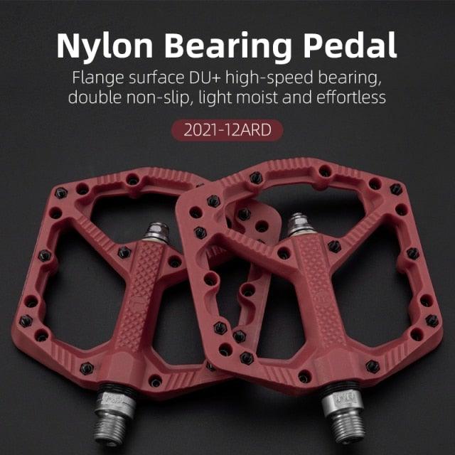 Ultralight Seal Bearings Bicycle Bike Pedals Cycling Nylon Road Pedals Flat Platform Bicycle Parts Accessories Pedals Mountain Bike Pedals Lightweight Nylon Fiber Bicycle Platform Pedals For Mountain Bike