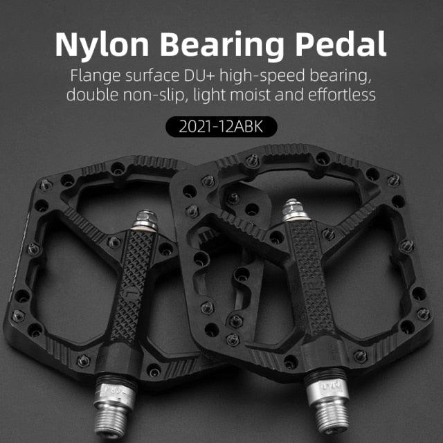 Ultralight Seal Bearings Bicycle Bike Pedals Cycling Nylon Road Pedals Flat Platform Bicycle Parts Accessories Pedals Mountain Bike Pedals Lightweight Nylon Fiber Bicycle Platform Pedals For Mountain Bike