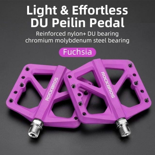 Ultralight Seal Bearings Bicycle Bike Pedals Cycling Nylon Road Pedals Flat Platform Bicycle Parts Accessories Pedals Mountain Bike Pedals Lightweight Nylon Fiber Bicycle Platform Pedals For Mountain Bike