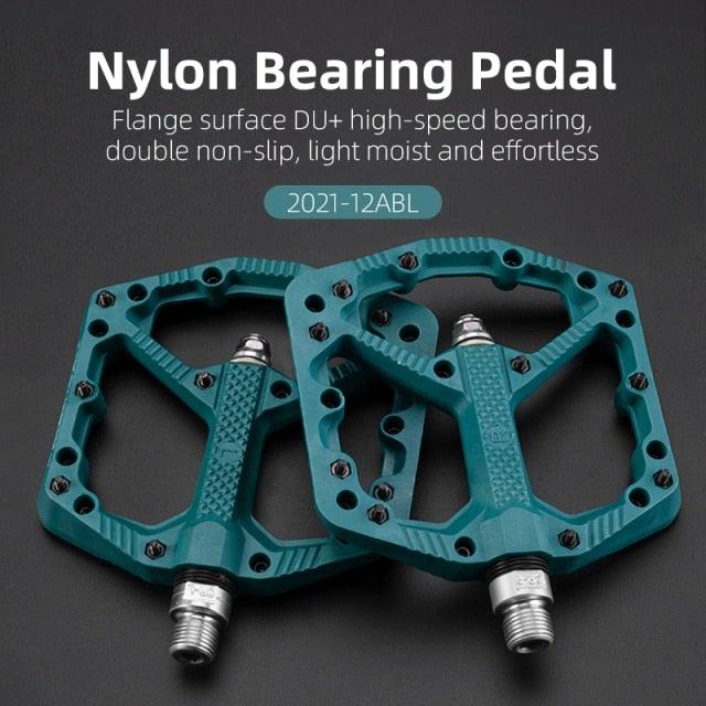 Ultralight Seal Bearings Bicycle Bike Pedals Cycling Nylon Road Pedals Flat Platform Bicycle Parts Accessories Pedals Mountain Bike Pedals Lightweight Nylon Fiber Bicycle Platform Pedals For Mountain Bike